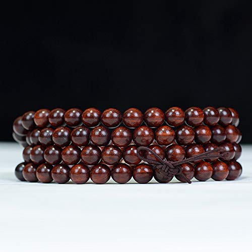 JAJAFOOK 108 Beads Genuine Rosewood Beads Bracelet Mala Rosary Wood Handmade Mala Japa Meditation Prayer Bracelet Necklace for Men Women, 06mm/08mm/10mm/12mm