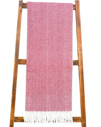 Alashan Cotton Acrylic Adirondack Herringbone Woven Throw - Throw Blanket - Brandywine - color: Brandywine