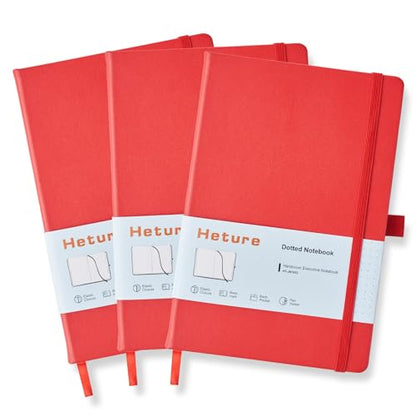 Heture Hardcover Dotted Notebooks, A5 Dotted Journal Notebook for Writing 160 Pages, 8.2 x 5.5 inch, Classic Dotted Notebooks for College/Work/Travel (Dotted-3 Pack, Red) - color: Red, style: Dotted-3 Pack