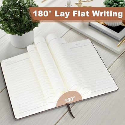 Journal for Women Men, Lined Journaling Notebooks A5 5.7X 8.3 in, Hardcover Leather Journal Diary 160 Pages, Journals for Writing, Travel, Business, Home & School (Brown) - color: Brown