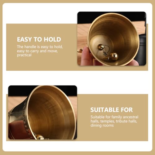 ibasenice Hand Held Ringing Bell 7.48 Inch Copper Meditation Bell for Home Temple Ancestral Halls with Comfortable Handle for Spiritual and Ceremonial Use