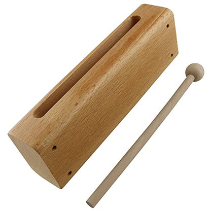 Wood Block with Mallet ZZLZX 1Set Wood Block Musical Instrument with Mallet, Solid Hardwood Percussion Rhythm Blocks,Percussion Block
