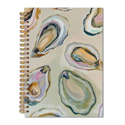 Oyster Gifts Spiral Notebook 5.5x8.3, Coastal Beach Oyster Shell Journal, Ocean Journal Gifts, Beach Notebooks for Note Taking - color: Notebook-04