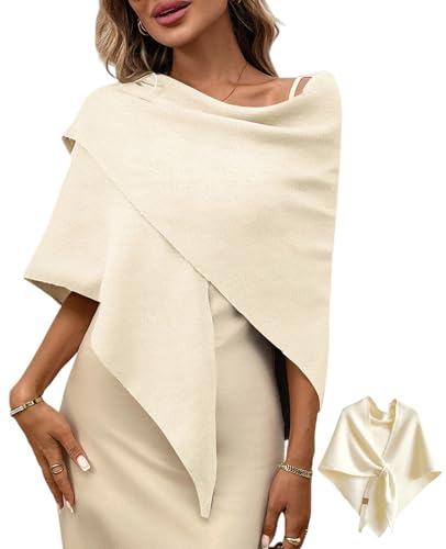 Women's Pashmina Shawl Wraps for Evening Dresses Wedding Bridal Open Front Poncho Cape Soft Large Scarf - color: Beige