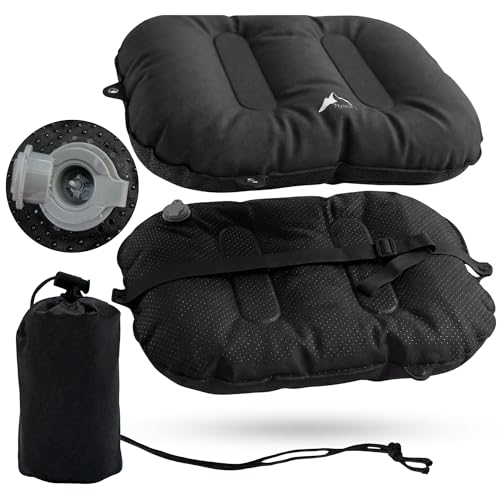 Lumbar Pillow - Inflatable Lumbar Pillow for Airplane Travel - Ideal Back Cushion or Lumbar Support Pillow to Keep You Comfortable While Sitting