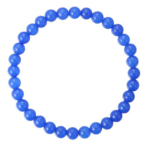 BRCbeads Gemstone Bracelets Natural Gemstone Birthstone Handmade Healing Power Crystal Beads Elastic Stretch 7.5 Inch Gift Box Unisex - color: Sapphire Jade
