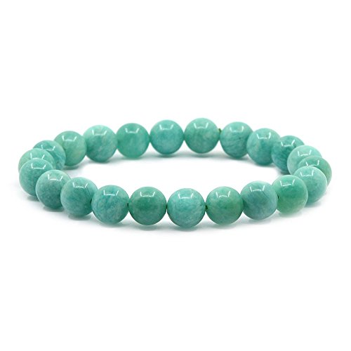 Justinstones Gem Semi Precious Gemstone 8mm Round Beads Stretch Bracelet 7 Inch Unisex - color: Brazilian Amazonite