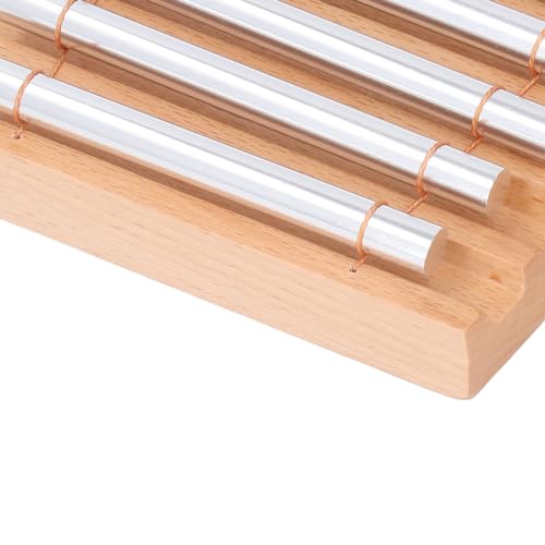 7 Tone Meditation Chime Aluminum Beech Wood Handheld Percussion Instrument with Mallet for Sound Healing, Yoga, and Mindfulness Practice ﻿