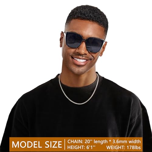 Chain for Men Stainless Steel Cuban Link Chain Necklace Silver Toned Mens Necklaces 18, 20, 22, 24, 26 Inch - size: 26 Inches, style: 3.6mm width-stainless steel
