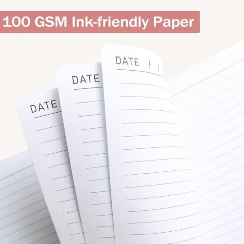 Lined Journal Notebook for Women Men, 256 Pages, Medium 5.7 in x 8.3 in - 100 GSM Thick Paper – Hardcover Leather Journals for Writing, Work, School, Note Taking, Diary Notepad,Pink - color: Pink