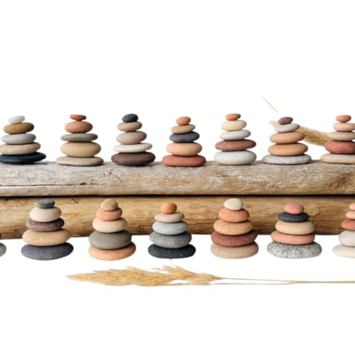 Office Relaxation Gifts, Boho Table top Decor for Living Room, Zen Figures for Home Décor, Rock Cairn Decor, Bookshelf Decorative Objects Aesthetic, Earthy Bathroom Décor, Aesthetic (Small) - size: Small