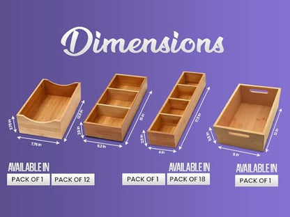 YBM Home Bamboo Storage Boxes without Handle, Organization Storage for Kitchen, Living Room, Bathroom, Office, Small - size: 9.5" L x 5.5" W x 3" H