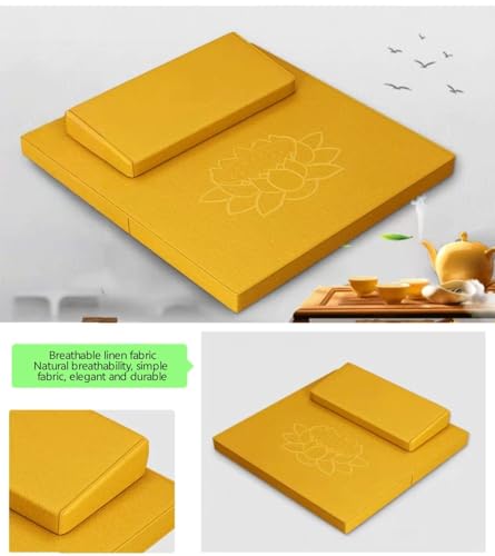 Meditation Mats, Futons, Household Folding, Thickened Fabrics, Coconut Palm, Kneeling Mat(Size:60x60cm(24x24inch),Color:Yellow) - color: Yellow, size: 60x60cm(24x24inch)