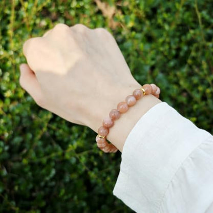8mm Beaded Bracelet - Calming Natural Healing Crystal Stretch Bracelet for Women and Men - Handmade Semi-Precious Gemstone with Positive Energy