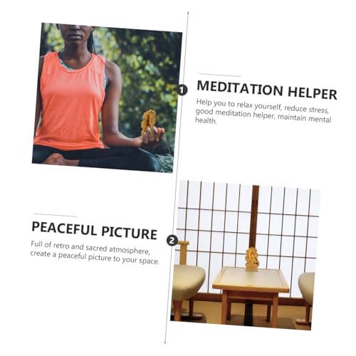 Acalanatha Buddha Statue Wood Carving Yellow Cypress Fudo Sculpture for Home Decor Feng Shui Ornament for Meditation and Zen Spaces