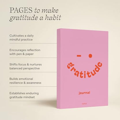 Papier Gratitude Attitude Journal - Pink Hardcover | Daily Prompts, Morning & Evening Manifestation & CheckIn | Undated Planner | For Affirmation, Reflection, Mindfulness & Meditation | Self Care Gift