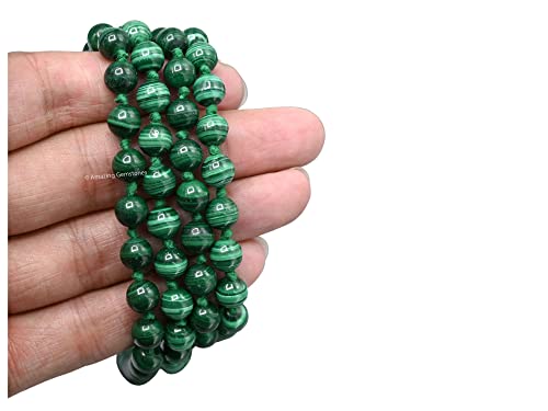 Amazing Gemstone Malachite Mala Beads - 108 Prayer Beads for Meditation and Mindfulness Practice, Handcrafted Mala Beads with Natural Gemstones for Spiritual Healing and Relaxation (Knotted) - color: Malachite (Original), style: Knotted