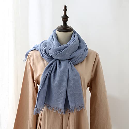 Jeelow Solid Color Scarf Wrap Shawl for Women Men – Soft Lightweight Head Scarf, All Season, Travel Beach Office Daily Wear - color: Light Blue
