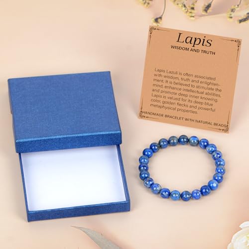 LPBeads Handmade Natural Gemstone Stretch Elastic Bracelet Healing Crystal Round Stone Beads Jewelry Gifts for Women Men