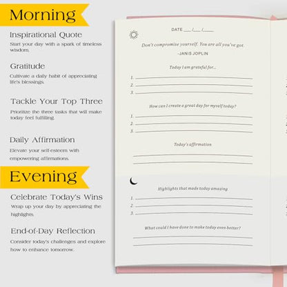 The Original Gratitude Journal with Inspiring Prompts & Quotes for Mindfulness, Reflection & Personal Growth - Daily Wellness Journal for Men & Women - Luxurious Linen Pink Cover - color: Pink