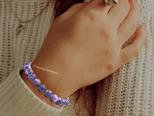 Amazing Gemstone Crystal Bracelet for Women Men's Gifts - Protection Healing Crystal Bracelet - 8mm Gemstone Beaded Stretchable Bracelet Pulseras Para Hombres Mujer Stocking Stuffers Mothers Day Gift (Lepidolite) - color: Lepidolite