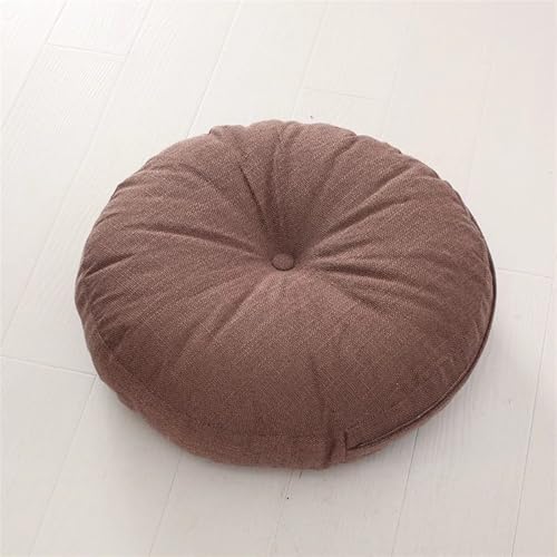 Lifup Washable Floor Pillow Cushion, 6" Thick Meditation Cushion Pillow, Large Round Floor Sitting, Removable Cotton Linen Cover, for Tatami Living Room or Yoga 20'' Brown - color: Brown, size: 20"W x20"L x 3"H