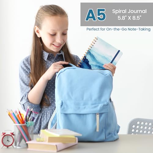 Lined Spiral Journal Notebook, A5 College Ruled Notebook for Journaling, Note-Taking, and Daily Planning, Durable Hardcover with an Elegant Design, Mountain - color: H.Mountain