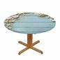 Seashells Round Table Cloth Wooden Nautical Starfish Elastic Edged Table Cover Fade and Stain Resistant Table Cloths Easy to Clean Fits Tables 40-44" Diameter - color: Seashells