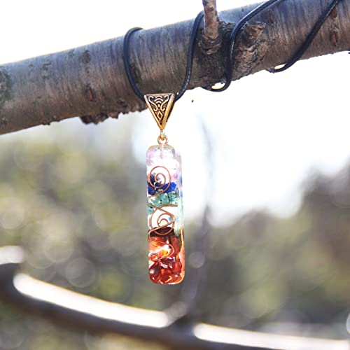 Orgone Chakra Pendant 7 Chakra Stones Necklace Orgonite Pendant with Adjustable Cord Crystals Necklace for Women Men - style: Faith