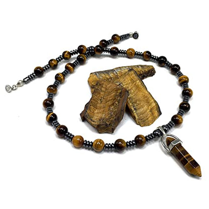 Healing Stress Anxiety Meditation Grounding Energy Gemstone Necklace Series - color: Healing Gemstone Necklace Series-Natural Tiger Eye -8 mm 18 inch- Stone