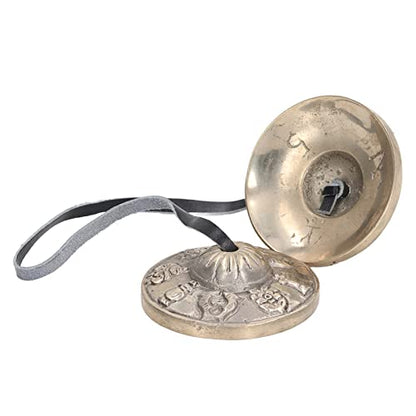 Tibetan Tingsha Meditation Bell, Small Pure Copper Double Chime, Handmade Nepalese Sound Healing Instrument for Yoga, Energy Clearing and Mindfulness Practice