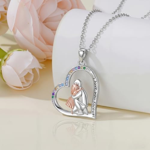 YFN Daughter Gifts from Dad 925 Sterling Silver Daughters Heart Necklace Birthday Christmas - color: Father Daughter Necklace06