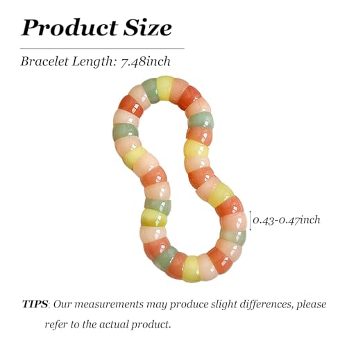 Roe Dolph Bodhi Bead Fidget Anxiety Bracelet for Women Men Chunky Stretch Beaded Mindful Jewelry Daily Reminder Gift for Mom Wife Friend - color: B4:orange