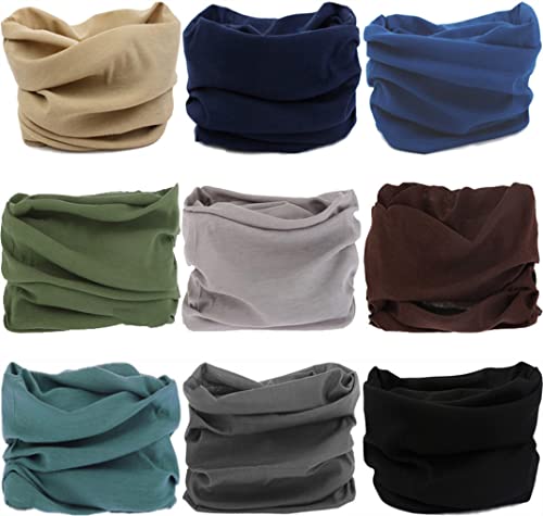 Headband Neck Gaiter Head Wrap Headwear Face Mask Magic Scarf Bandana for Men and Women - color: 9pc.solid Color Series.3