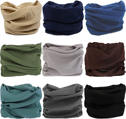 Headband Neck Gaiter Head Wrap Headwear Face Mask Magic Scarf Bandana for Men and Women - color: 9pc.solid Color Series.3