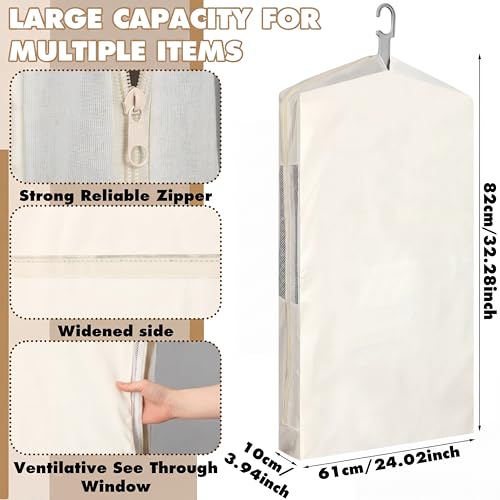 Aliceset 3 Pack Cotton Garment Storage Bag for Hanging Clothes 24 x 32 Inch Breathable Garment Cover Canvas Suit Bags for Closet Storage Short Dresses Suits Gowns - size: 24 x 32 Inch