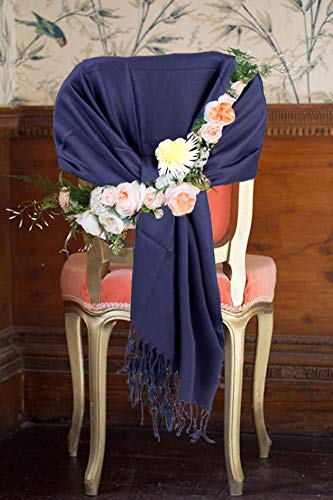 Sakkas 78" X 28" Rayon from Bamboo Soft Solid Pashmina Feel Shawl/Wrap/Stole - color: Navy