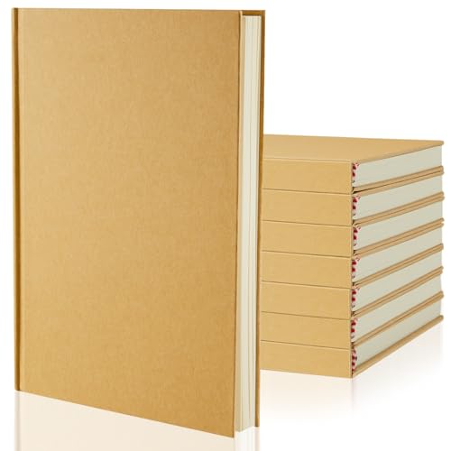 Henoyso 8 Pcs Blank Notebooks Journals Bulk 100 Sheets/200 Pages 11 x 8.5 Inch Unlined Craft Notebooks Kraft Sketchbooks Hardcover for Writing Drawing for Gifts Students School Office (Brown) - color: Brown, size: 11x8.5 Inch