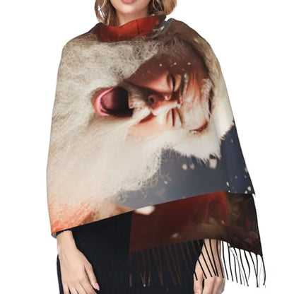 Astronaut Sitting in Yoga Chakra Scarf for Women Warm Soft Scarves Fashion Fringed Shawl Casual Tassel Blanket Scarf - color: Christmas Accidents
