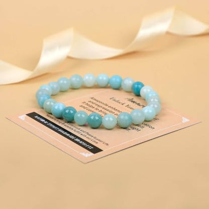 AD Beads Handmade Gemstone Stretch Elastic Bracelet Crystal Healing Reiki Nature's Beauty and Spiritual Essence Unisex - color: Amazonite (Unlock Your True Self), size: 4mm