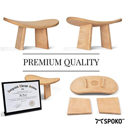 SPOKO Meditation Bench Chair, Travel Version, The Original Posture Certified Wood Kneeling Stool, Best Ergonomic Wooden Chair, Perfect Seat for Yoga, Prayer, Seiza