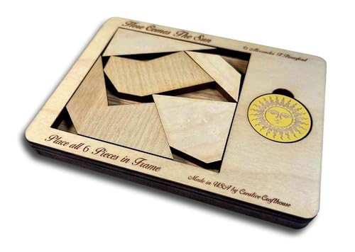 Puzzle Gifts for Adults - Here Comes The Sun - Handmade Wood Brain Teaser Puzzle - Very Hard 6 Piece Puzzle - style: Here Comes the Sun