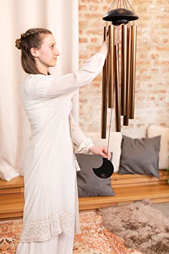 Moon Meditation Chimes for Relaxing Sound Healing, 2-YEAR WARRANTY - color: Bronze, size: Large, style: Set