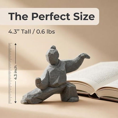 Stone Statue Decor for Home: 4.3" Tai Chi Sculpture Feng Shui Gift for Meditation Zen– Handcrafted Figurine Decoration for Desk Bookshelf Fish Tank (B Style)