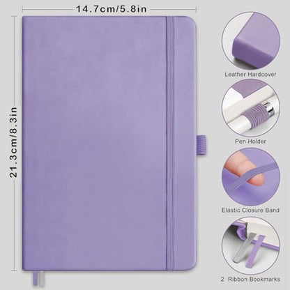 1pc Blank Journal Notebook, 192 Pages, A5 Medium Size (5.7'' x 8.3''), Leather Hardcover, 100 GSM Thick Paper, for Sketching, Drawing, Painting（Pale purple）