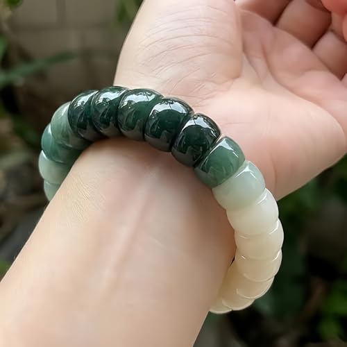 MUDI Bracelet For Women, Bodhi Seed Beads Bracelets Fidget Healing Energy Protection Stretch to My Man Jewelry Gift - color: Oval Green White