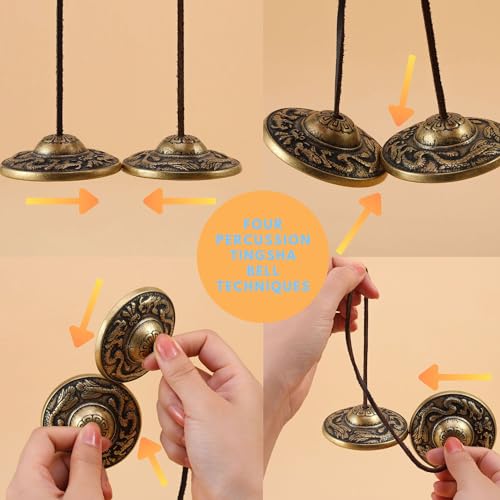 Tibetan Tingsha Cymbals Meditation Chime Bells 2.5" 2 Dragons with Bell Embossed Brass Bells with Gift Box Drawstring Cloth Bag for Sound Healing, Yoga, Stress Relief Meditation Instruments - color: 2 Dragons