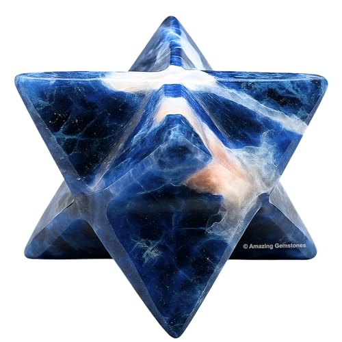 Amazing Gemstone Sodalite Merkaba Crystal - 0.75 Inches Metaphysical Merkaba Star for Meditation - Energetic Tetrahedron Crystal and Healing Stones and Healing (15-20mm) - color: Sodalite, size: 15-20 mm