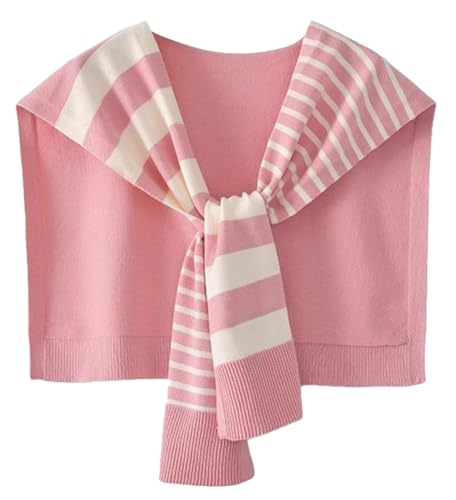 Knitted Stripe Shawl Wraps for Women Designer Cardigan Vintage Scarf for Women Knotted Shoulder Tops Cape Travel Scarves 2026 - color: Pink