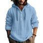Mens Pullover Hoodie Linen Long Sleeve 4 Button Drawstring Causal Loose Lightweight Summer Beach Top - color: 4-sky Blue, size: Medium